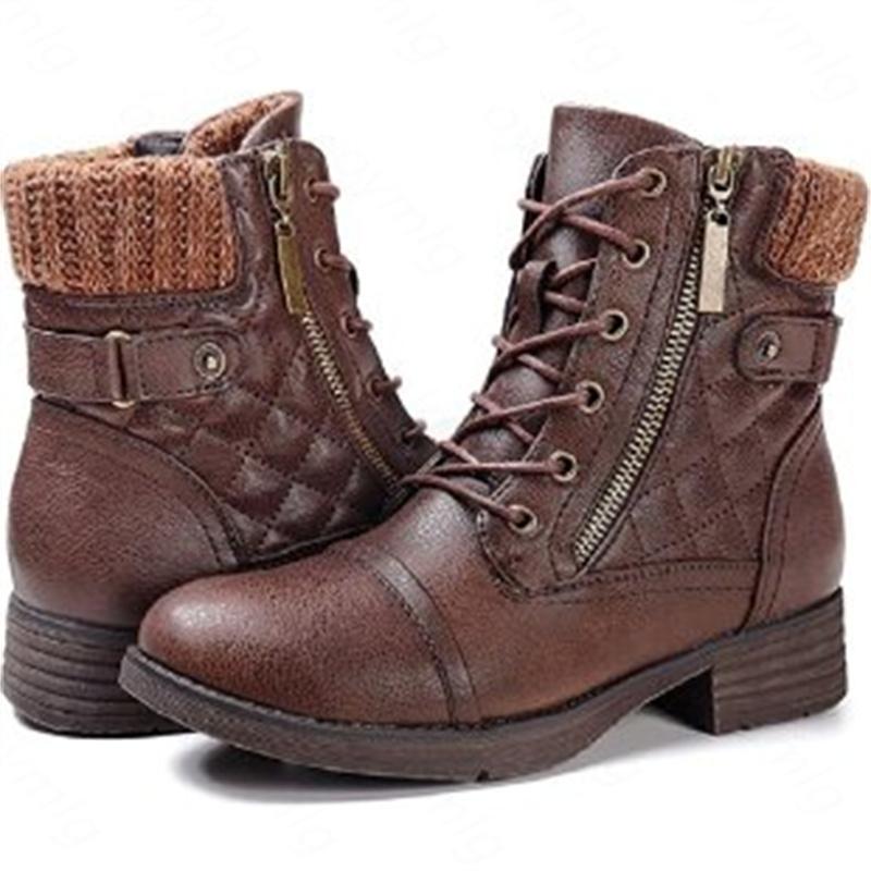 New Front Lace Up Medium Boots Women 2025 Solid Round Head Women Boots Outdoor Casual Comfortable Women Shoes Shoes for Women