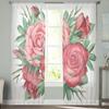 Rose Flower and Leaves Tulle Window Curtains for Living Room Yarn Sheer Voile Curtain for Bedroom Kitchen Drape Decor