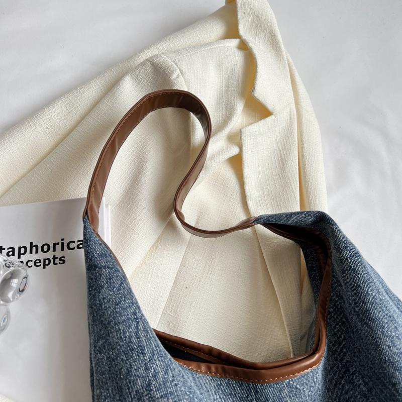 Denim Hobo Bag Large Capacity Shoulder Bag Women's Casual Handbag Everyday Style