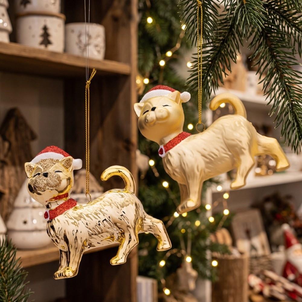 Plastic Christmas Tree Decor Kitten Xmas Ornaments Cute Christmas Cat Dog Pendant  Festival Party