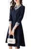 Chubikime Shirt Long Midi Faux Layered Spring Women's Dress, Sleeve, Length, A-Line, Layered, Turn-Down Collar, Look, Stylish, Slimming, Fall, Winter,