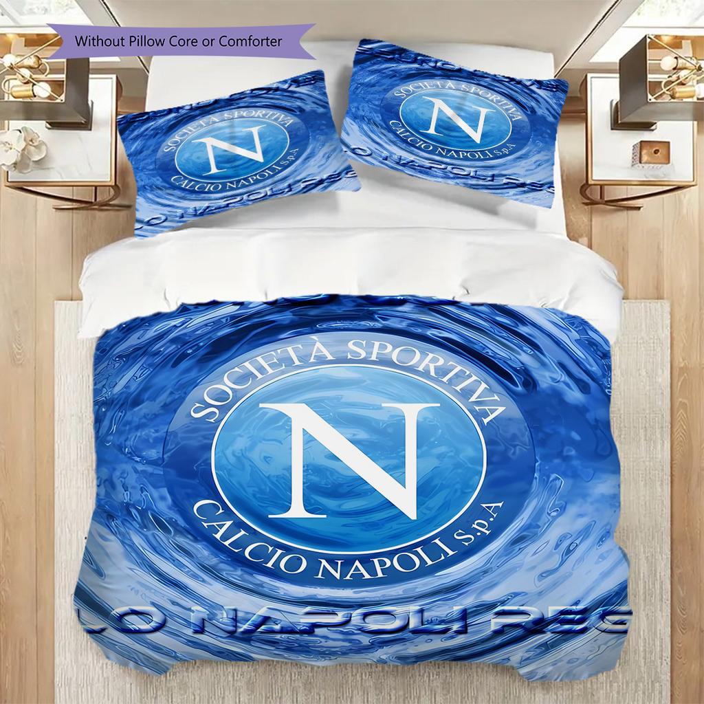 SSC Neapol Vzor Povlečení Sada Prošívaných Dek Quilt Cover Povlak na Polštář Domácí Dekorace Dárek k Narozeninám (1 * povlak na peřinu + 2 * povlak na polštář, bez jádra)