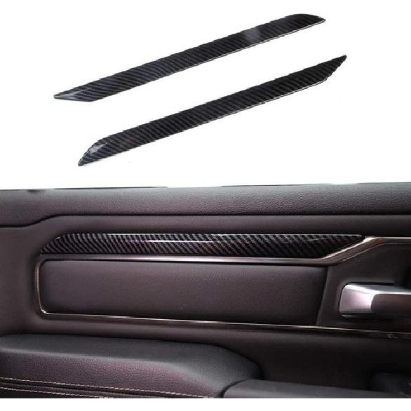 Interior Door Trim Cover Strips For Dodge Ram 1500 18+ Carbon Fiber Accessories