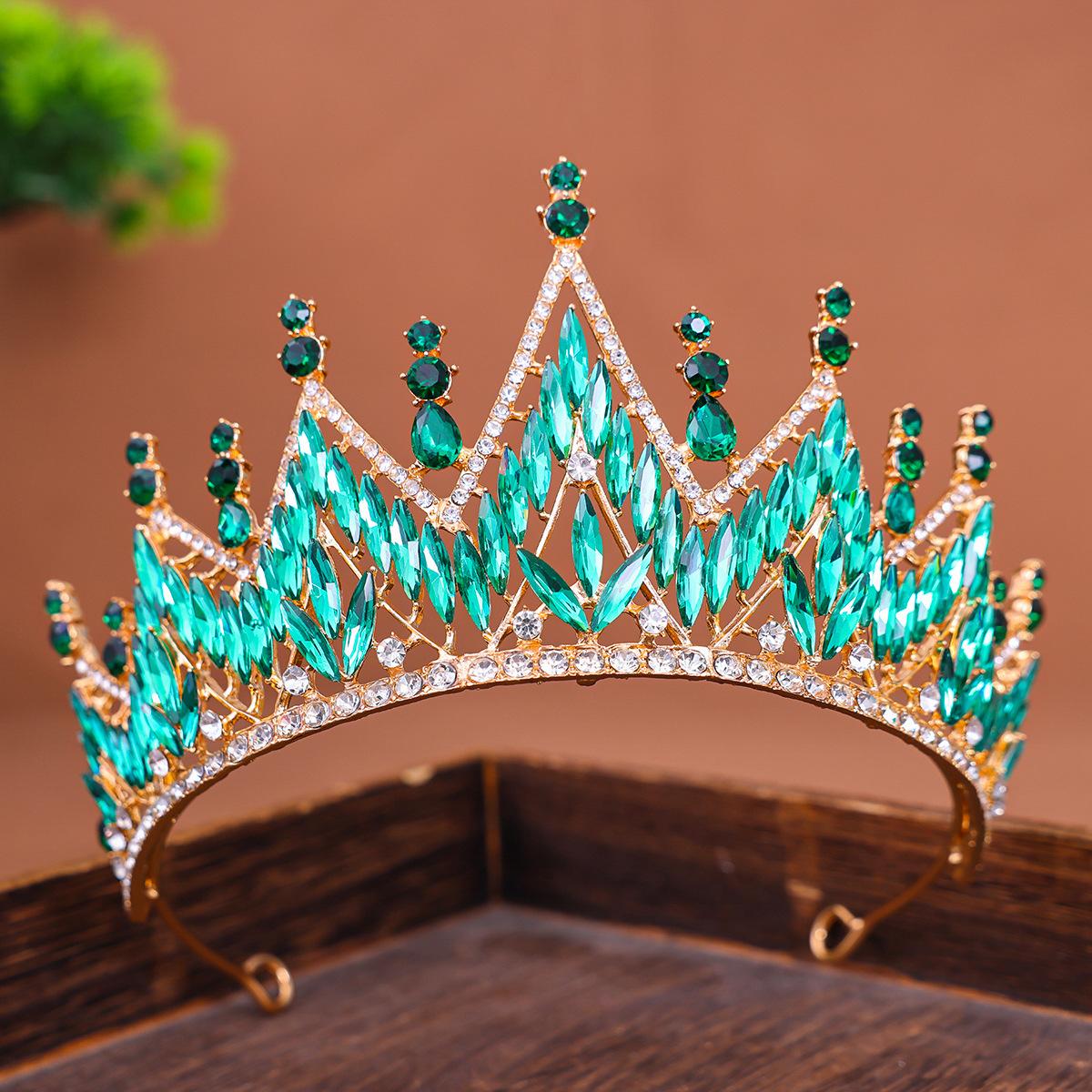 

Bride Alloy Crown Hair Accessory Rhinestone Horse s Eye Crown Headwear Wedding Dress and Evening Gown Studio Hair Accessory