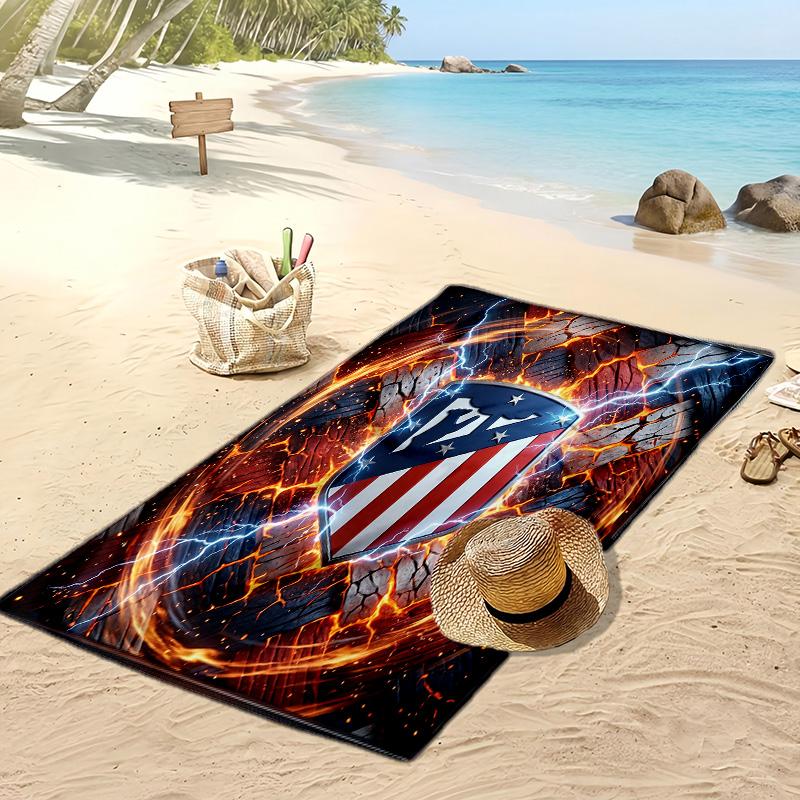Toalla de Playa Estampada del Atlético de Madrid Secado Rápido Suave Portátil Grande Rectangular Manta de Playa para Viajes Piscina