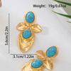Retro Style Elegant Flower Inlaid Blue Turquoise Earrings Suitable for Women To Wear At Daily Parties and Banquets