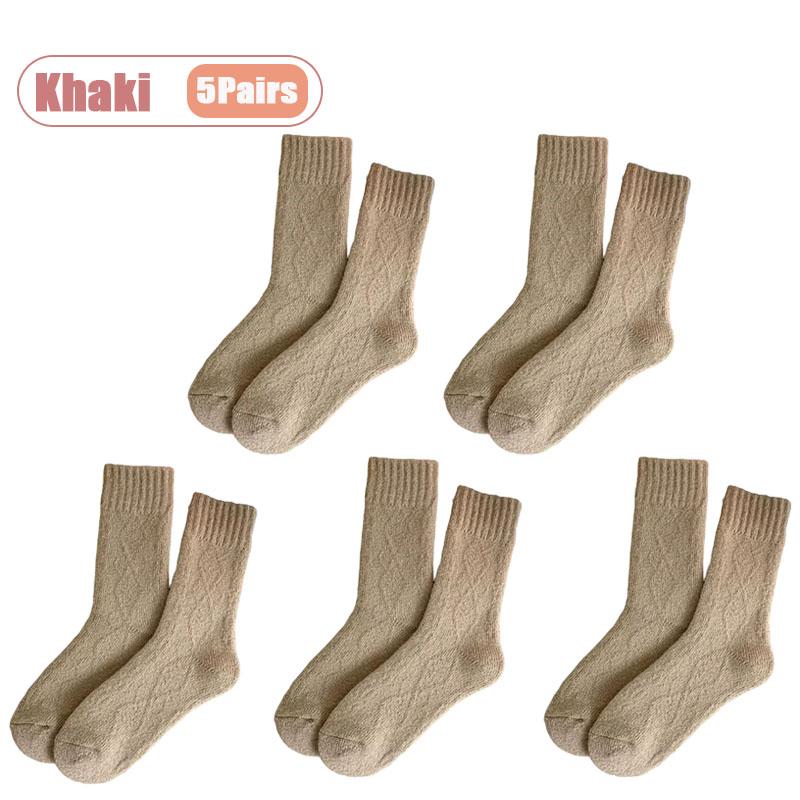 1-10Pairs Winter Plush Socks Women Thick Mid Calf Heating Thermal Long Socks Fall Cold Weather Maternity Postpartum Warm Sock