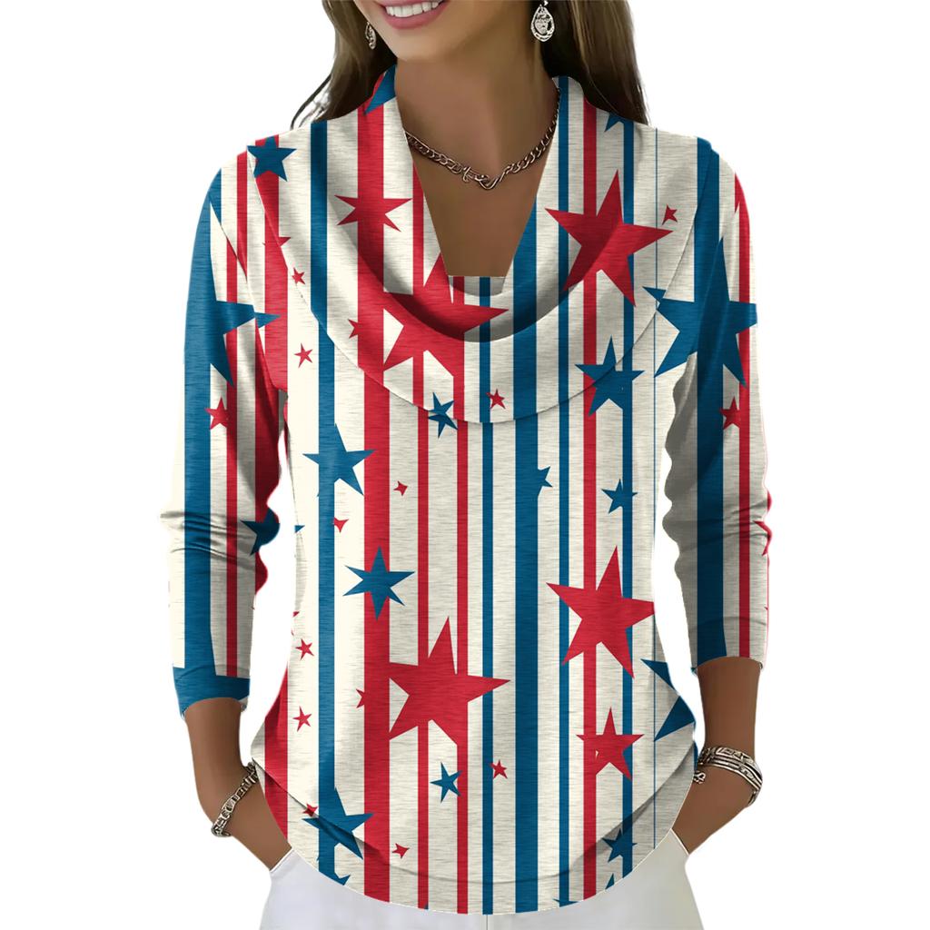 Dámský ležérní a módní svetr s dlouhým rukávem a potiskem, kulatým výstřihem