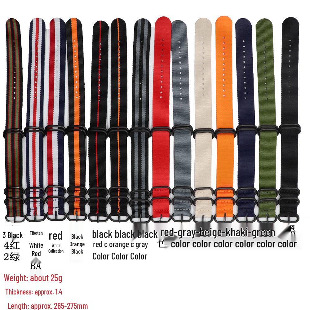 NATO Thickened Nylon Watch Strap - Woven Canvas Bracelet (18-24mm)