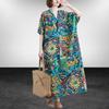 Damen Sommer Print Vintage Künstlerisch Böhmisch Locker Übergröße Etuikleid
