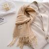 Winter Plain Thick Tassel Wool Knitted Shawl Scarf Lady Casual High Quality Wrap Pashmina Stole Bufandas for Outdoor Activitie