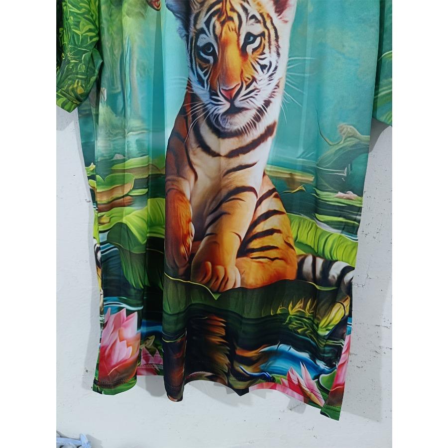 Summer 3D Printed T Shirts Round Neck Streetwear Casual Knit Stretch Fabric Soft T Shirt Men Plus Size European Male Tee Shirts