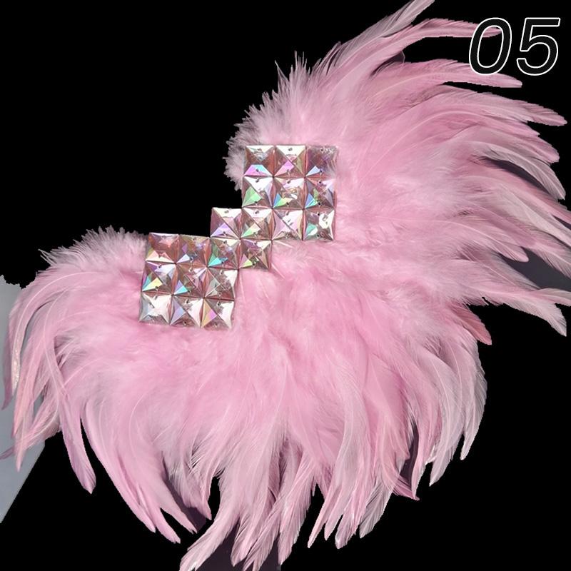 Bright Shining Gothic Women Natural Feather Epaulet Shrug Shoulder Strap for Halloween Carnival Costume Clothing Accessory
