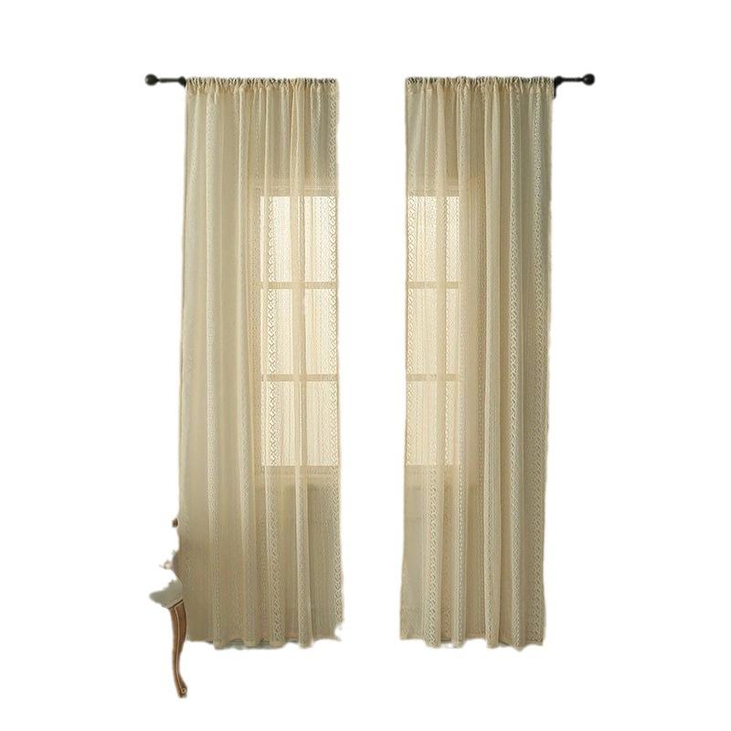 Perdea de casă din tifon cu franjuri, Croșetat Retro Francez, Plasă Transparentă pentru Fereastră, Pânză Opacă, Piesa Unică