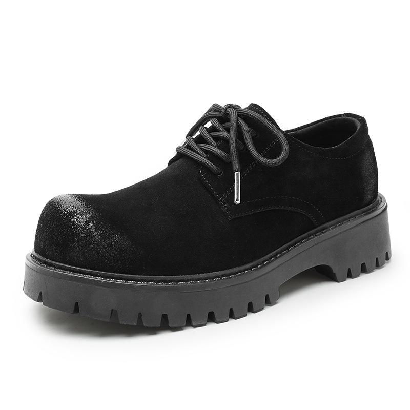 

New Men s Big Toe Shoes with Thick Soles Comfortable Autumn and Winter Styles Height Increasing Simple Retro Style Versatile 46 чёрный