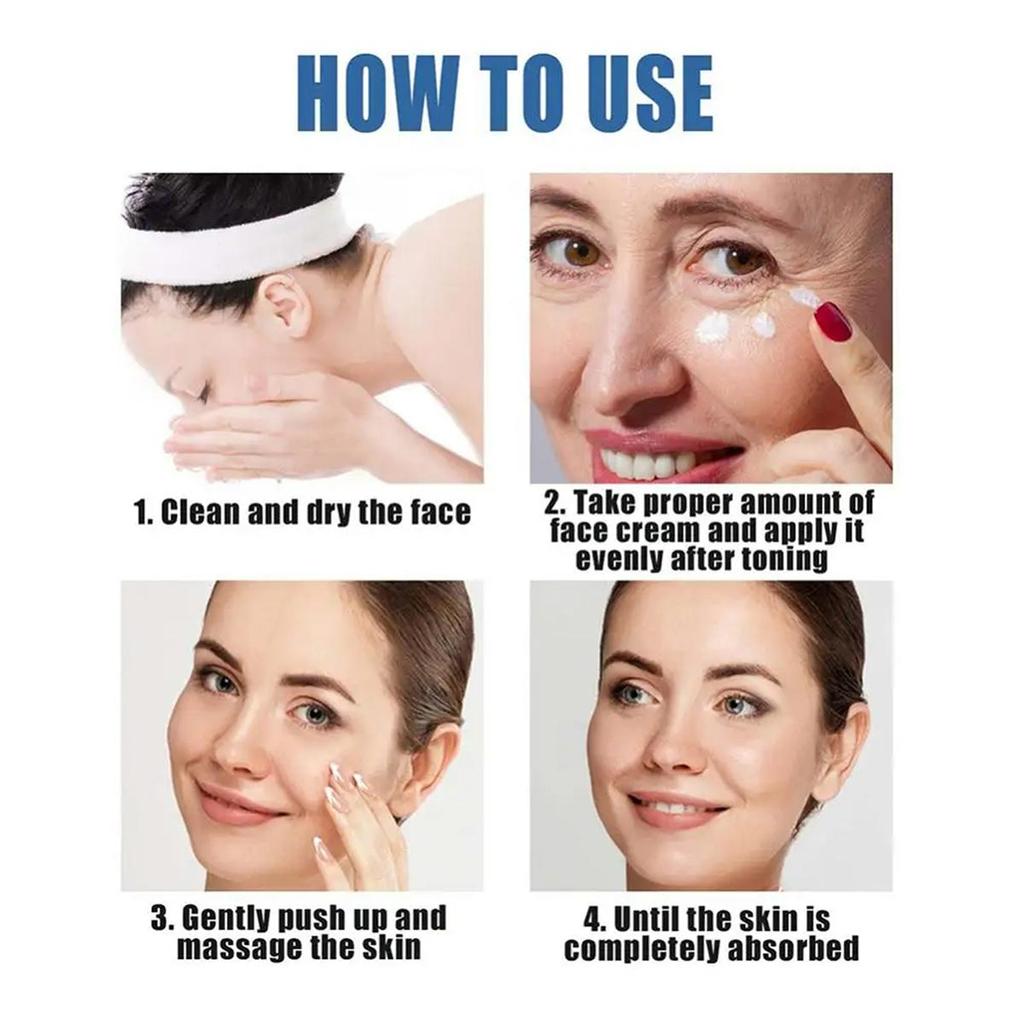 Hyaluronic acid cream that relieves skin discoloration, moisturizes and tightens the skin, making the skin look visibly vibrant and brightened