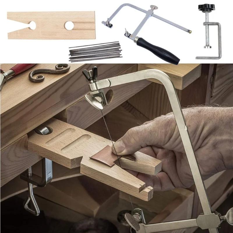 Professional Jeweler's Saw Set Jewelry Tools Frame Wooden Pin Clamp Wood Metal.