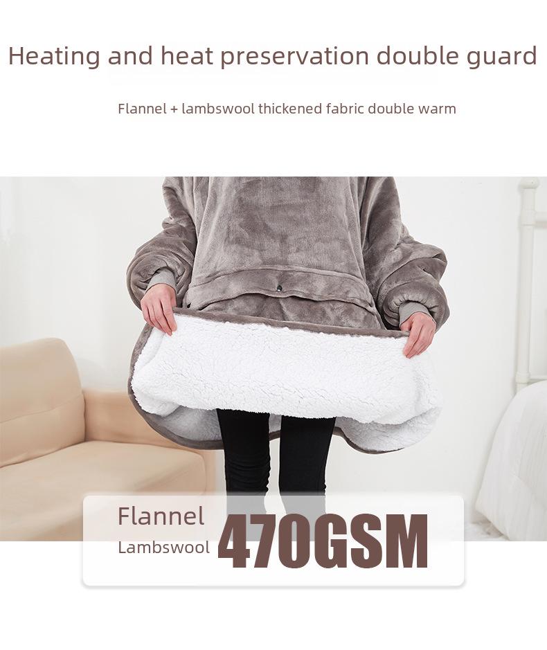 USB Three-Zone Heated Hooded Blanket – Thick, Wearable, Large Size, European & American Style