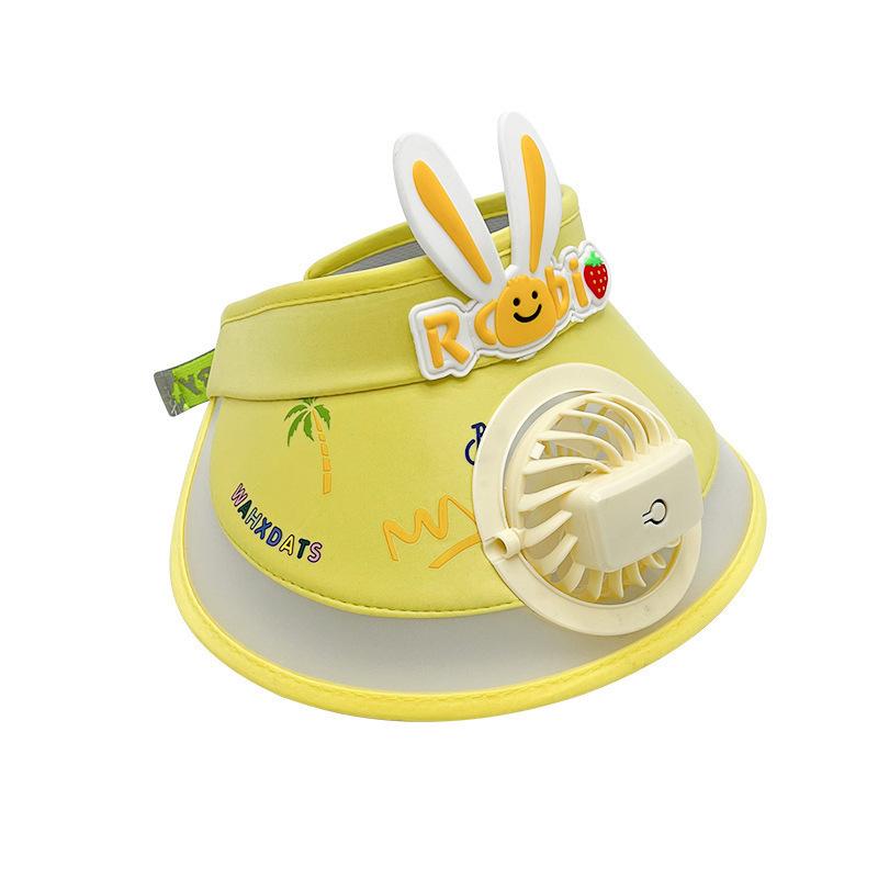 Children's Cartoon Sun Hat with USB Fan – Unisex Wide Brim Summer Protection