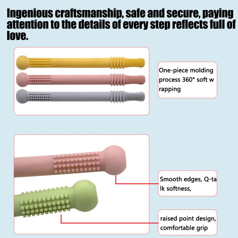 Jucărie Mușcătoare pentru Bebeluși din Silicon Moale, Jucărie Tip Paie Mușcătoare, Jucării Mușcătoare Multi-color pentru Bebeluși
