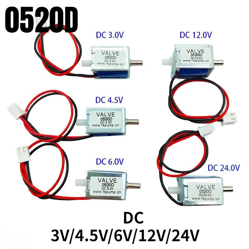 1pc 0520D Mini Electric Solenoid Valve DC3V/4.5V/6V/12V/24V N/C Normally Closed Air Gas Vent Valve