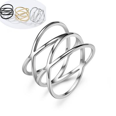 Anello da donna alla moda in acciaio inossidabile con doppia croce, semplice gioiello da indossare ogni giorno