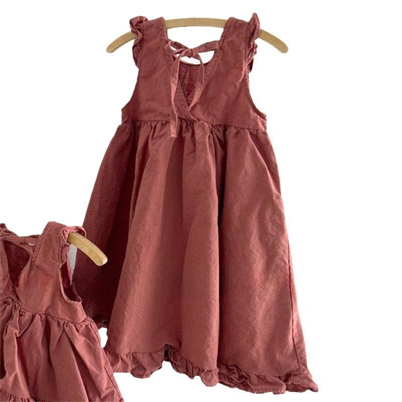 Koreanisches Sommerkleid mit V-Ausschnitt für Babys: Ärmellos, modisch und locker geschnitten