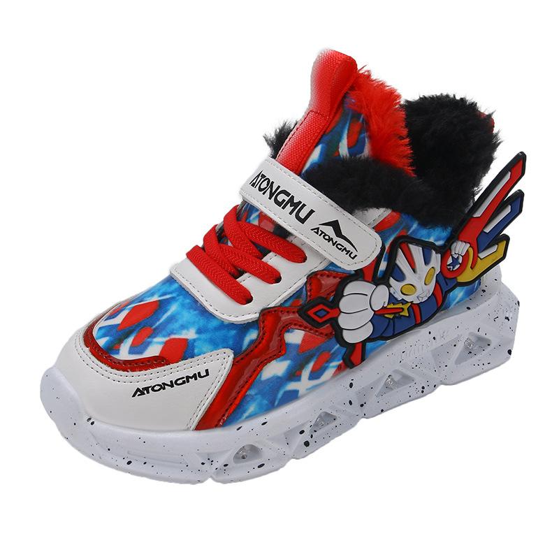 Boys' Shoes with Lights 2025 Summer New Mesh Breathable Children's Sports Shoes Versatile Boys Soft-soled Shoes Shine