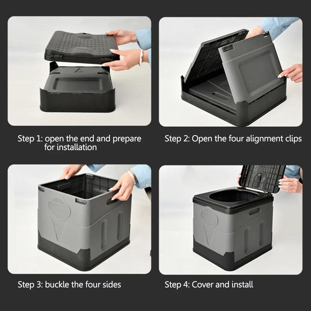Folding Toilet Portable Outdoor Folding Toilet Strong Bearing Capacity Reusable Trash Can for Camping Hiking Trips