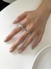 Korean Style Retro Love Heart Adjustable Open Ring for Women - Sweet Peach Heart Design
