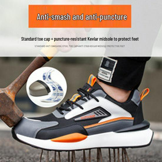 Men's Safety Shoes: High/Low Top, Anti-Smash, Anti-Puncture, Non-Slip Rubber Sole - Ideal for Construction Sites.