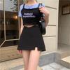 Dameshorts Skjørt Mini Høy Midje Sommer Jenter Ensfarget Vintage Skjørt Plissert Sexy Splitt A-linje Harajuku Skjørt Y2k