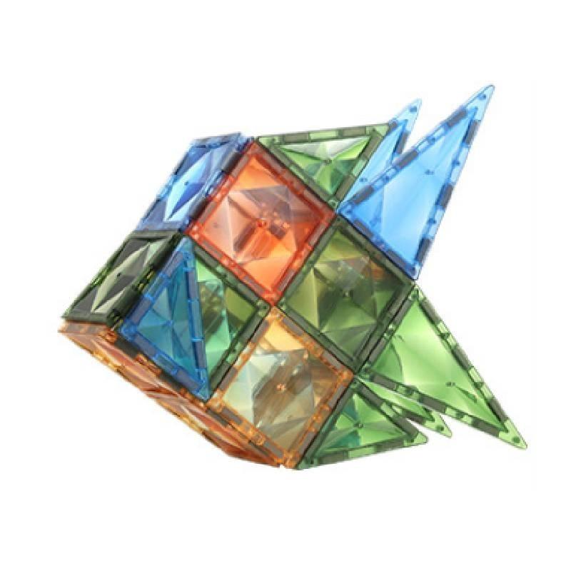 Colorful Faceted Magnetic Window Blocks Educational Kids Diy Building Toy Set