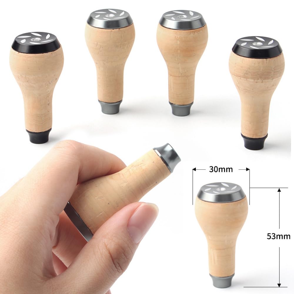VISPREA Cork Natural Wood Reel Compatible with Shimano and Daiwa Replacement Part for Bass 4mm Shaft Baitcasting Lure and Spinning Modification Part