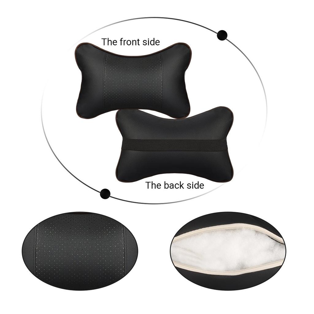 Car Seat Headrest Covers Car Leather Breathable Safety Pillow Auto Car Universal Head Neck Rest Pillow Pad For Car Travel Pillow