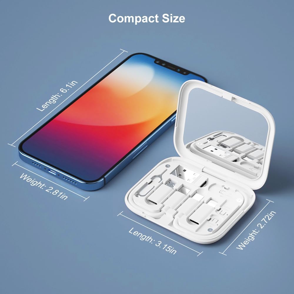 USB-C Travel Adapter Kit for IPhone, Pixel & Galaxy: USB-A to C, Micro-USB to C, Type-C to Lightning, Short USB-C Cable, OTG, Mirror Case