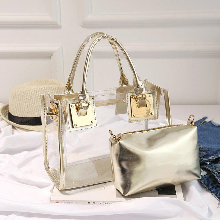 2025 Summer Women's Beach Bag: Korean Style Transparent Jelly Crossbody & Shoulder Mother-Child Handbag