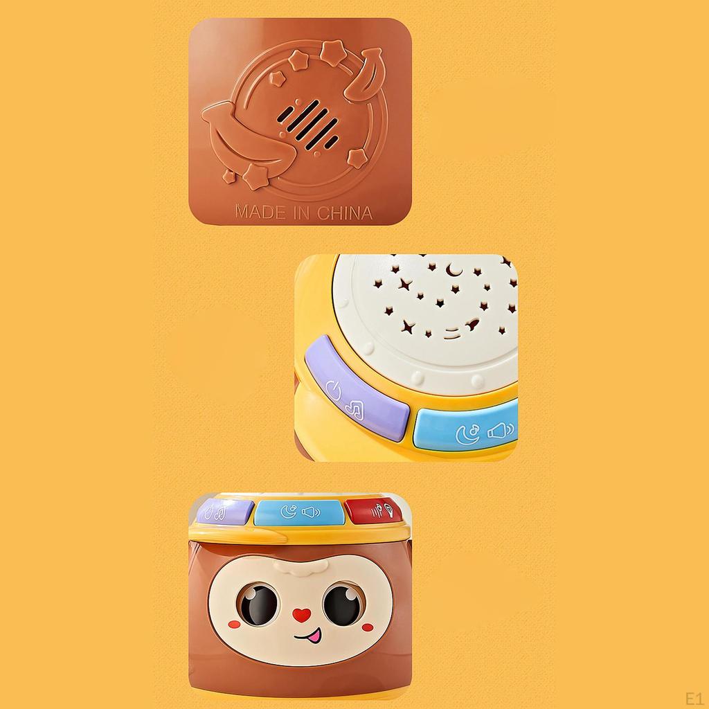 Tumbler Hand Drum Favor Gift with Light Music Beat Monkey Shape Early Educational Montessori