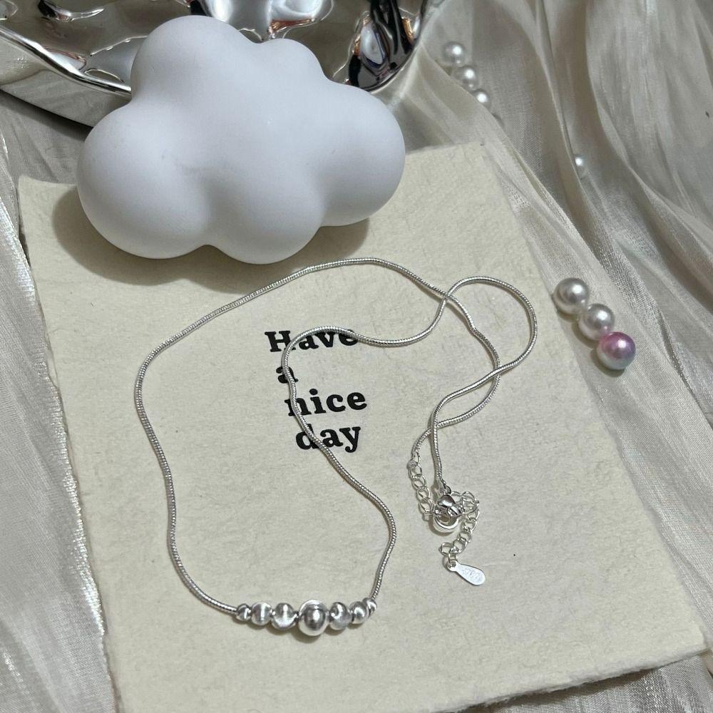 Frosted Pendant Necklace Minimalist Clavicle Chain Fashion Cat Eye Necklace  For Women