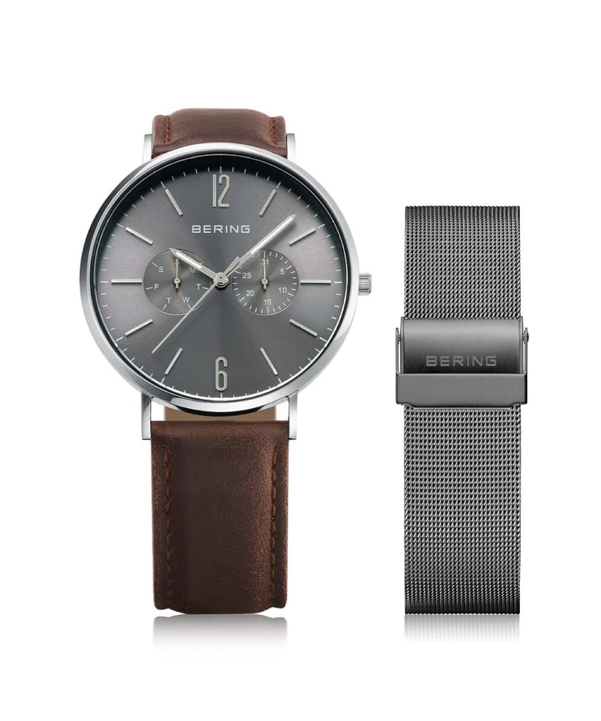 BERING Men's Analog Quartz Watch, Classic Collection, Stainless Steel Strap & Sapphire Crystal, 14240-309. Officially Imported. 3-Year Internal