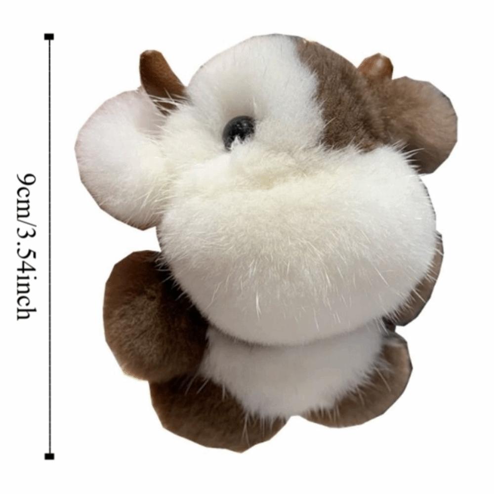 Keyring Long Mane Calf Pendant with Horn Simulation Mink Fur Cow Keychain Soft Bag Decor Cute Animal Keychain Girls