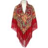 Square Shawl Flower Scarf For Women'S Large-Sized Hijab Retro Printed Tassels Warp Warm Autumn And Winter Cape Bufandas Poncho