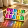 Acrylic Gemstone Assembly Pieces Toy Gem Wooden Tray Frame Block Inset Rainbow