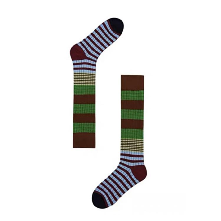Women Knee Highs Socks Striped Tube Socks Colorful Striped Stockings Funny Novelty Costume Accessories Striped Calf Socks зелёный