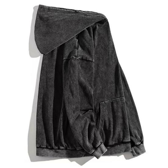 Felpa con cappuccio da uomo autunnale ampia spessa ampia tasca applicata manica lunga vintage Unsiex Hip Hop Streetwear pullover tinta unita donna Top