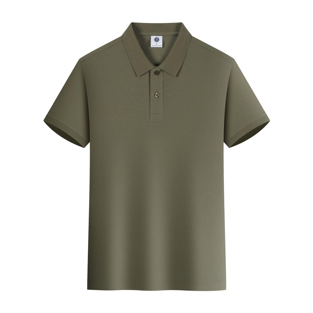 Summer Pure Cotton POLO Shirt Short-sleeved T-shirt Heavy Solid Color 220g Simple Lapel Top for Men and Women