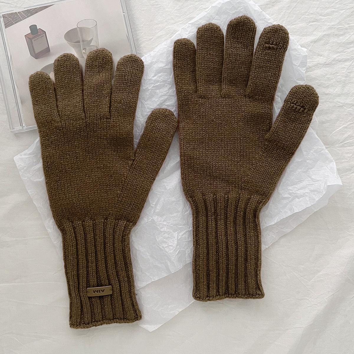 

Осень и Зима Однотонные Шерстяные Теплые Перчатки Могут Пропускать Пальцы Сенсорный Экран Для Игры с Мобильным Телефоном Вязаные Шерстяные Перчатки для Женщин