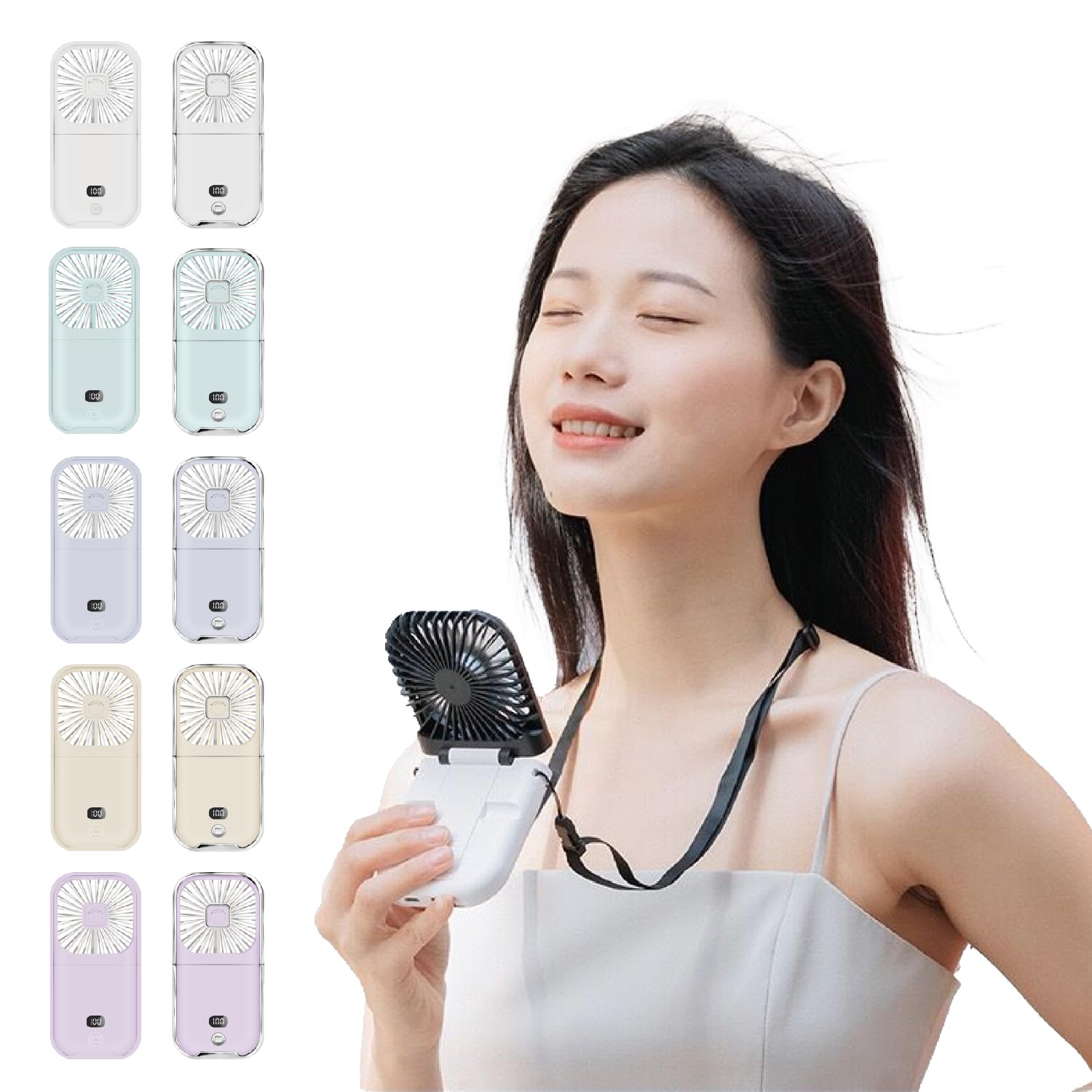 

The Lightest Handheld Fan in the Airflow Neck and Stand and Perfect for Fireworks and Other Includes PSE Industry! 3-Level Adjustment, 130g, Handheld, бежевий