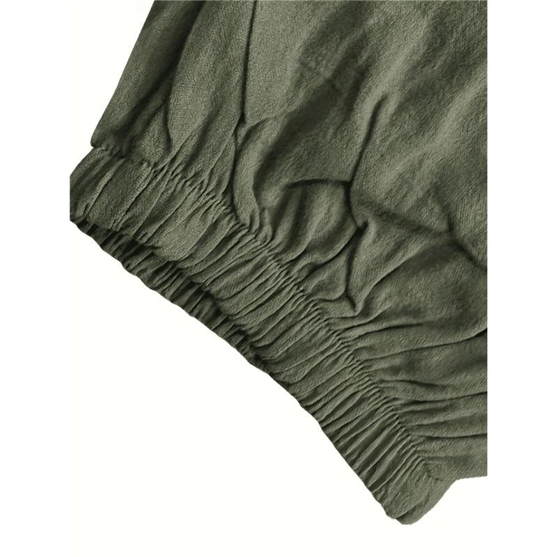 Men's Loose-fit Harem Pants, Elastic Drawstring Waist, Non-stretch Casual Lantern Trousers, Lightweight Quick-dry