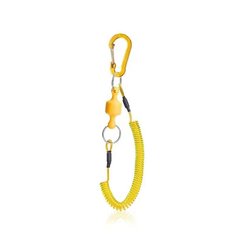 

Магнитный кронштейн для освобождения сети с винтовым шнуром, инструмент для ловли рыбы на лету, прочная магнитная быстроразъемная пряжка, страховочный трос жёлтый